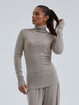 Seamless Basic Woolen Lola | Merinowolle Roll Neck Beige