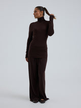 Seamless Basic Woolen Lola | Merinowolle Roll Neck Dark Brown