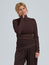 Seamless Basic Woolen Lola | Merinowolle Roll Neck Dark Brown