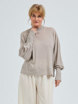 Seamless Basic Woolen Sporty Sweat | Merinowolle Blouse Beige