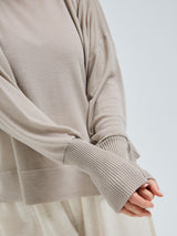 Seamless Basic Woolen Sporty Sweat | Merinowolle Blouse Beige