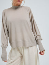 Seamless Basic Woolen Sporty Sweat | Merinowolle Blouse Beige