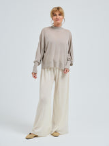 Seamless Basic Woolen Sporty Sweat | Merinowolle Blouse Beige