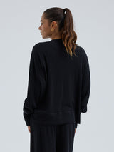 Seamless Basic Woolen Sporty Sweat | Merinowolle Blouse Black