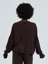 Seamless Basic Woolen Sporty Sweat | Merinowolle Blouse Dark Brown