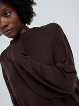 Seamless Basic Woolen Sporty Sweat | Merinowolle Blouse Dark Brown