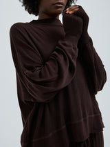 Seamless Basic Woolen Sporty Sweat | Merinowolle Blouse Dark Brown