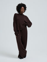 Seamless Basic Woolen Sporty Sweat | Merinowolle Blouse Dark Brown