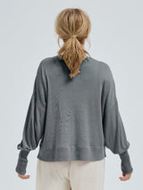 Seamless Basic Woolen Sporty Sweat | Merinowolle Blouse Grey Melange