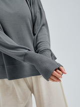 Seamless Basic Woolen Sporty Sweat | Merinowolle Blouse Grey Melange