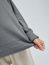 Seamless Basic Woolen Sporty Sweat | Merinowolle Blouse Grey Melange