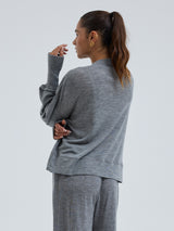 Seamless Basic Woolen Sporty Sweat | Merinowolle Blouse Grey Melange