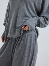 Seamless Basic Woolen Sporty Sweat | Merinowolle Blouse Grey Melange