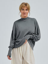 Seamless Basic Woolen Sporty Sweat | Merinowolle Blouse Grey Melange