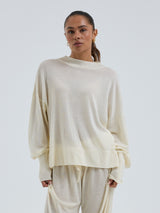 Seamless Basic Woolen Sporty Sweat | Merinowolle Blouse Off-White
