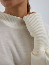 Seamless Basic Woolen Sporty Sweat | Merinowolle Blouse Off-White