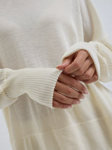 Seamless Basic Woolen Sporty Sweat | Merinowolle Blouse Off-White