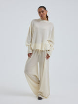 Seamless Basic Woolen Sporty Sweat | Merinowolle Blouse Off-White