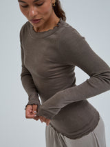 Seamless Basic Wooly Boat Neck | Wolle Seide Blouse Fungi