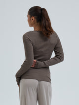 Seamless Basic Wooly Boat Neck | Wolle Seide Blouse Fungi