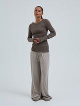 Seamless Basic Wooly Boat Neck | Wolle Seide Blouse Fungi