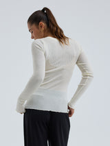 Seamless Basic Wooly Long Sleeve | Wolle Seide Blouse Off-White