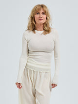 Seamless Basic Wooly Long Sleeve | Wolle Seide Blouse Off-White
