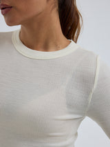 Seamless Basic Wooly Long Sleeve | Wolle Seide Blouse Off-White