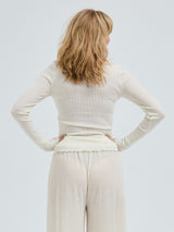 Seamless Basic Wooly Long Sleeve | Wolle Seide Blouse Off-White