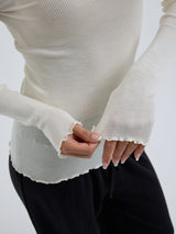 Seamless Basic Wooly Long Sleeve | Wolle Seide Blouse Off-White