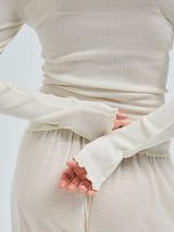 Seamless Basic Wooly Long Sleeve | Wolle Seide Blouse Off-White