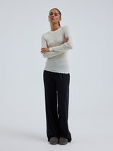 Seamless Basic Wooly Long Sleeve | Wolle Seide Blouse Off-White