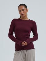 Seamless Basic Wooly Long Sleeve | Wolle Seide Blouse Vineyard