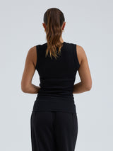 Seamless Basic Wooly Tank | Wolle Seide Tank Top Black