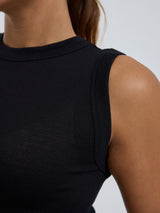 Seamless Basic Wooly Tank | Wolle Seide Tank Top Black