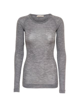 Seamless Basic Woolen Jade | Merinowolle L/S T-Shirt Grey Melange