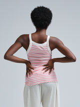 Seamless Basic Silky Daze | Seide Strap Top Pink/Off-White