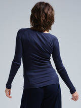 Seamless Basic Silky Jade | Seide Blouse Navy