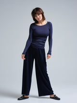 Seamless Basic Silky Jade | Seide Blouse Navy