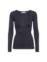 Seamless Basic Silky Jade | Seide Blouse Navy