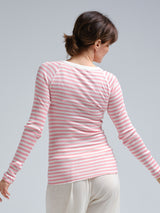 Seamless Basic Silky Jade | Seide Blouse Pink/Off-White