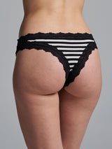 Seamless Basic Silky Tanga | Seide 2-pack Panties Black/Off-White