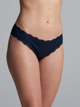 Seamless Basic Silky Tanga | Seide 2-pack Panties Navy