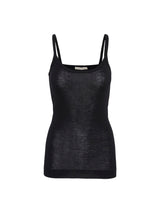 Seamless Basic Woolen Viola | Merinowolle Strap Top Black