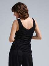 Seamless Basic Woolen Lacey | Merinowolle Tank Top Black