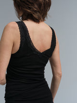 Seamless Basic Woolen Lacey | Merinowolle Tank Top Black