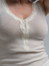 Seamless Basic Woolen Lacey | Merinowolle Tank Top Off-White