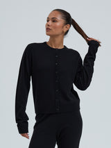 Seamless Basic Classic Cardigan | Wolle Kaschmir Cardigan Black