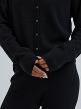 Seamless Basic Classic Cardigan | Wolle Kaschmir Cardigan Black