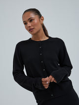 Seamless Basic Classic Cardigan | Wolle Kaschmir Cardigan Black